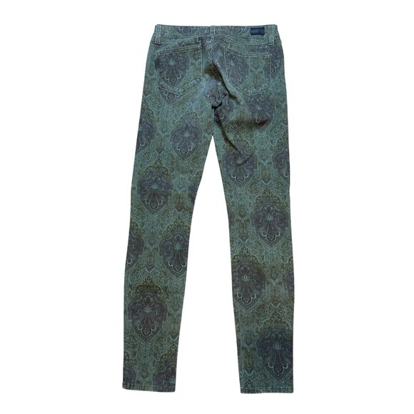 Paige Verdugo Ultra Skinny Paisley Print Jeans Size 25 Green/Blue Stretch Denim - Picture 4 of 9